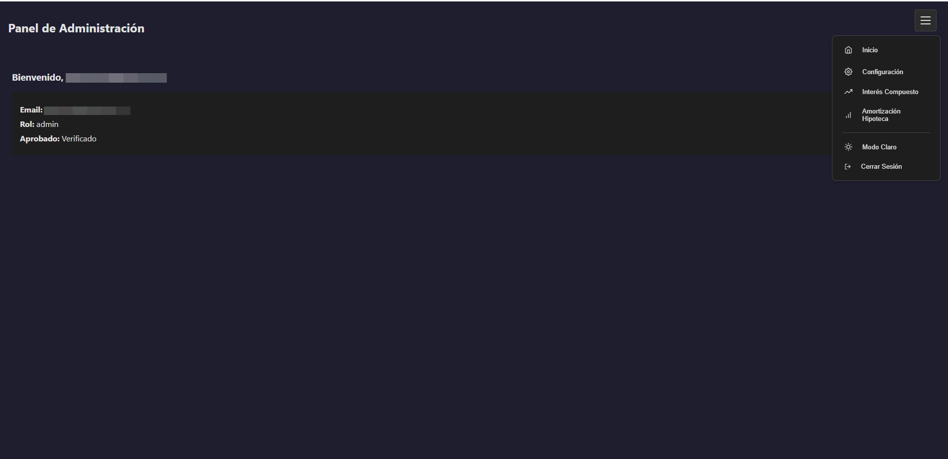Dashboard admin