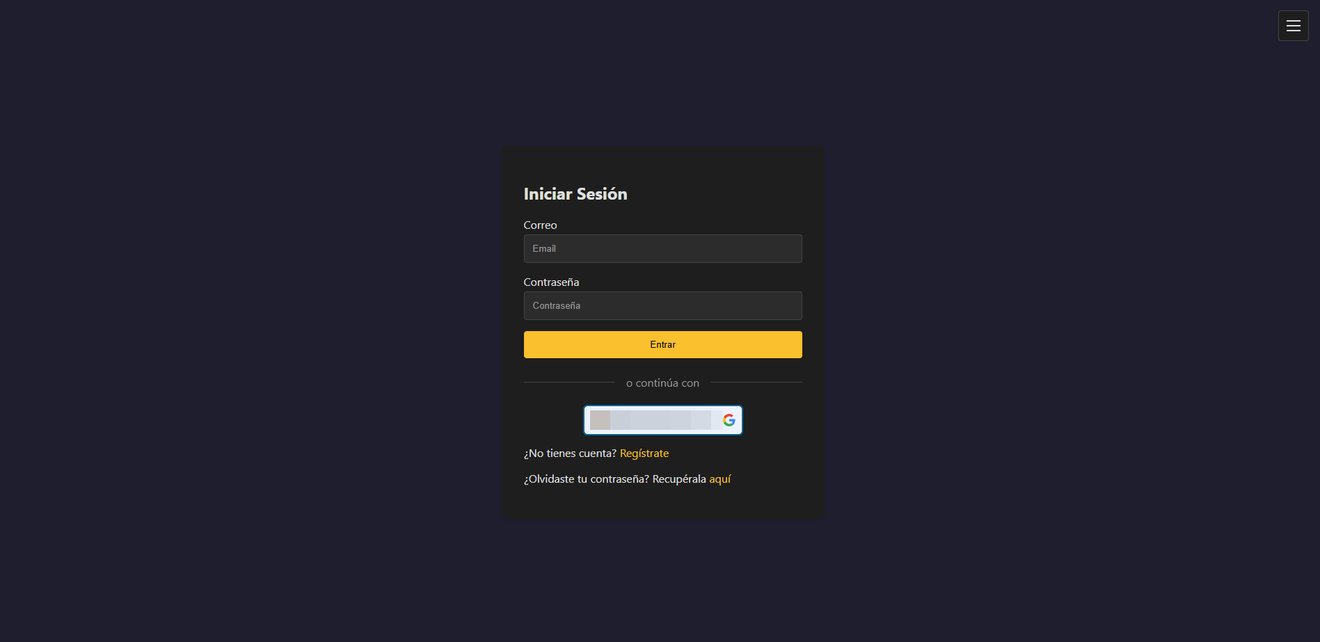 Pantalla login
