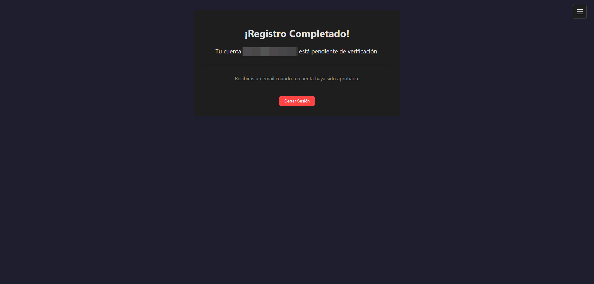 Login pendiente de aprobación